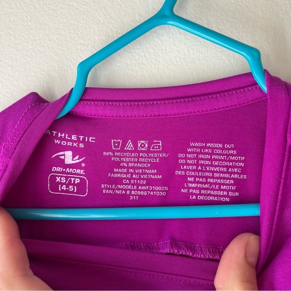 🌼 5/$25 Athletic Works Long Sleeve Sports Graphic Tee Pink Purple Size XS 4-5 - Picture 8 of 8